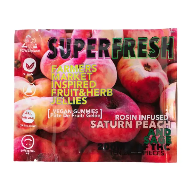 Super Fresh By Super Chill | 200mg Rosin Infused Fruit Jellies | Vegan | Saturn Peach